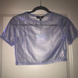 NWT mesh purple crop top
